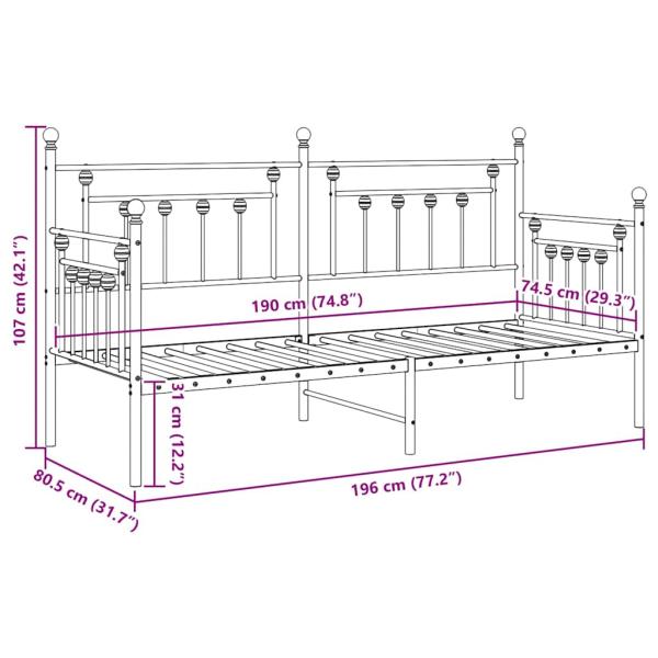 Tagesbett schwarz 75x190 cm aus Stahl