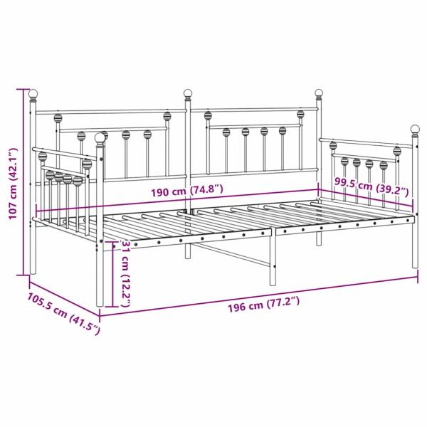 Betten & Bettgestelle Schwarz Metall 100 x 190 cm