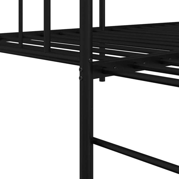Tagesbettgestell mit Ausziehbett, schwarz, 100x190 cm, aus Stahl