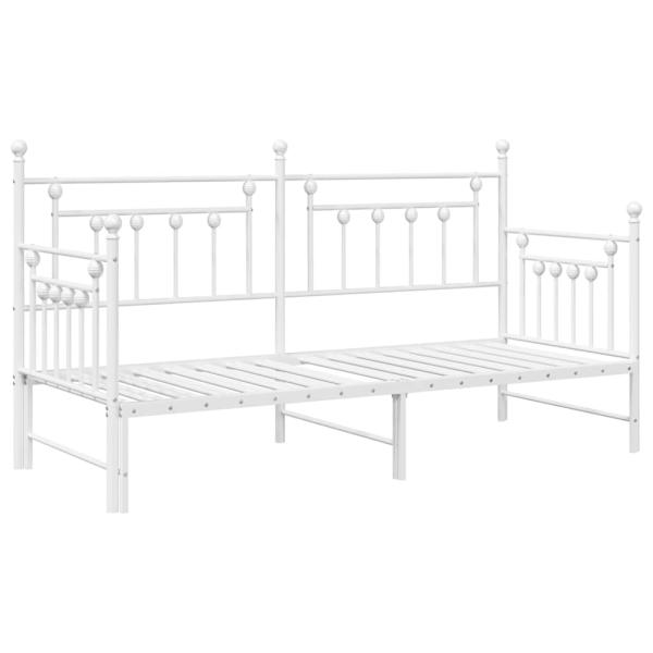 Tagesbett-Rahmen mit Ausziehbett Weiß 75x190 cm aus Stahl