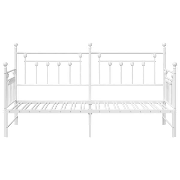 Tagesbett-Rahmen mit Ausziehbett Weiß 75x190 cm aus Stahl