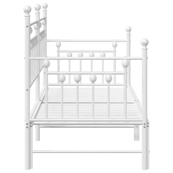 Tagesbett-Rahmen mit Ausziehbett Weiß 75x190 cm aus Stahl