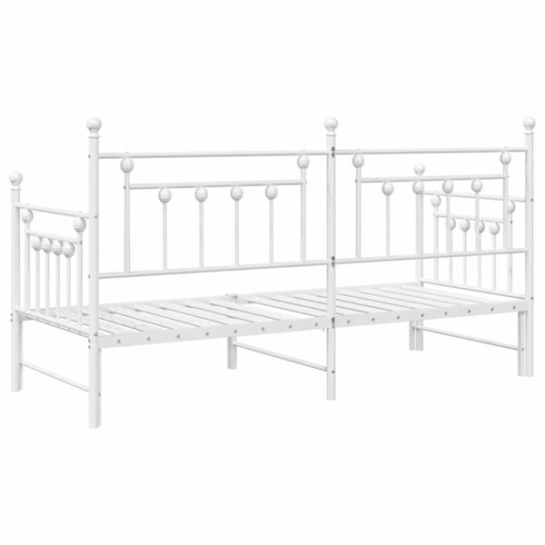 Tagesbett-Rahmen mit Ausziehbett Weiß 75x190 cm aus Stahl