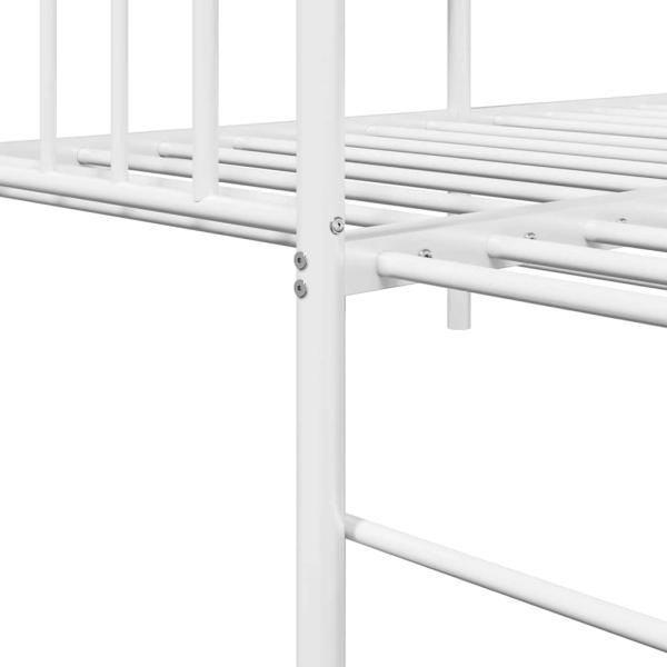 Tagesbett-Rahmen mit Ausziehbett Weiß 75x190 cm aus Stahl