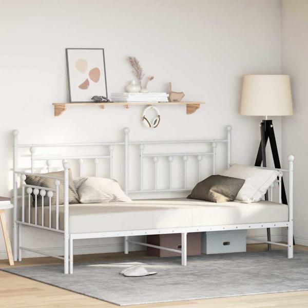 ARDEBO.de - Betten & Bettgestelle Weiß Metall 107 x 203 cm Umwandelbar
