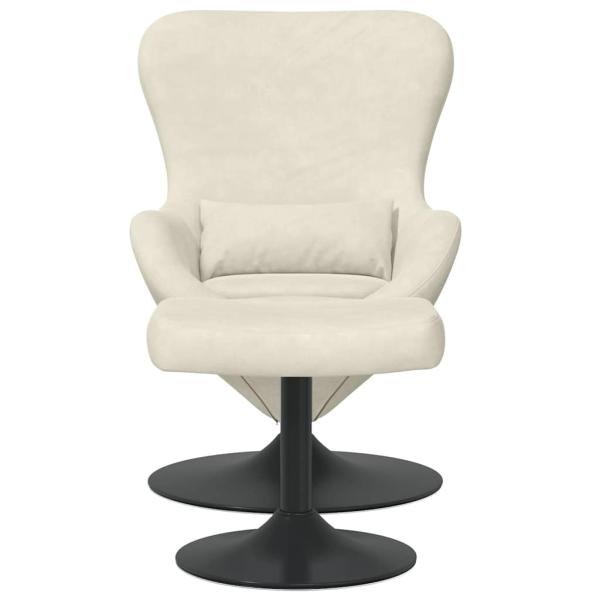 Schalenstuhl mit Fußhocker Creme Velours