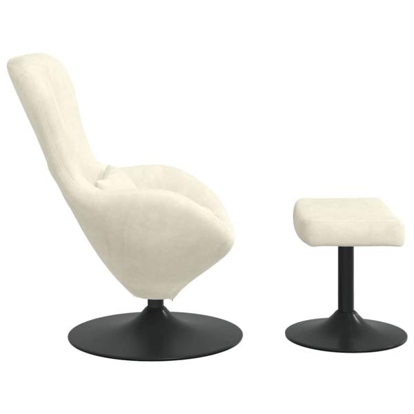 Schalenstuhl mit Fußhocker Creme Velours