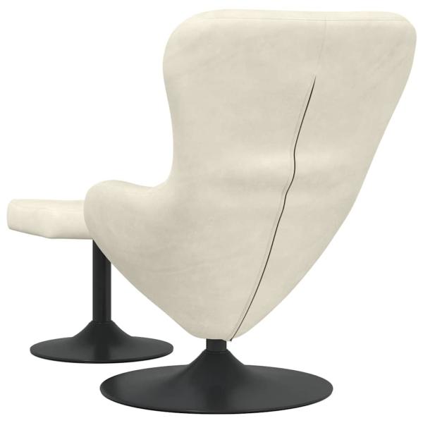 Schalenstuhl mit Fußhocker Creme Velours