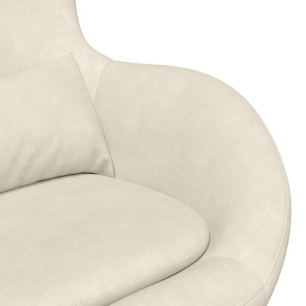 Schalenstuhl mit Fußhocker Creme Velours