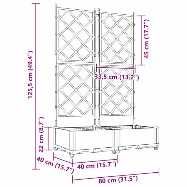 Garten Pflanzenständer mit Gitter 2 Stück Braun 80x40x125,5 cm