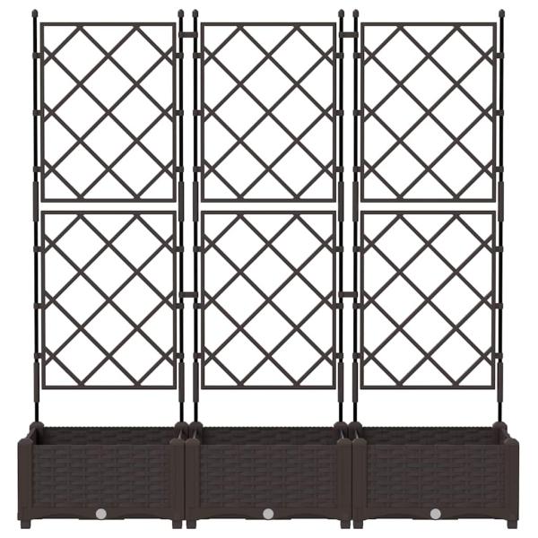 Gartenpflanzer mit Spalier 3 Stück Braun 120x40x125.5 cm