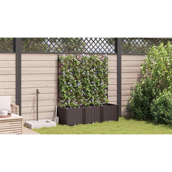 Gartenblumentopf mit Gitter 3 Stück Braun 120x40x143 cm
