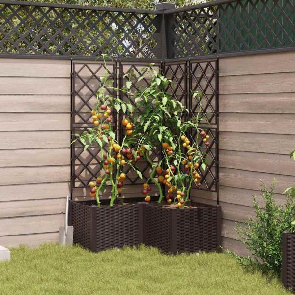 Garten Pflanzer mit Spalier 3 Stück Braun 80x80x143 cm
