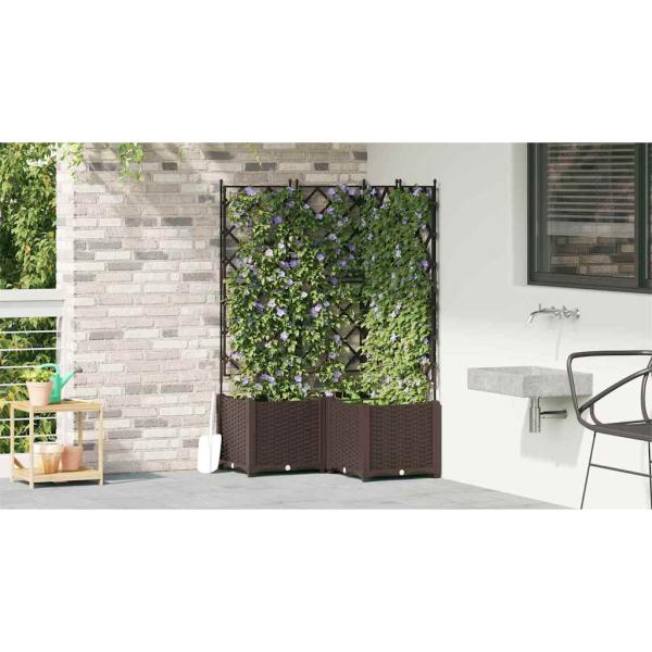 Garten Pflanzer mit Spalier 3 Stück Braun 80x80x143 cm