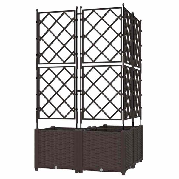 Garten Pflanzer mit Spalier 3 Stück Braun 80x80x143 cm