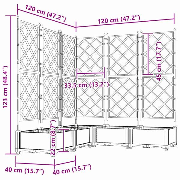 Gartenpflanzer mit Spalier 5 Stück Braun 120x120x125,5 cm