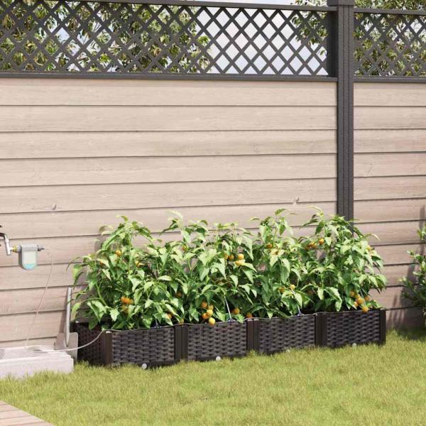 ARDEBO.de - Gartenpflanzkästen mit Bewässerungssystem 4 Stück Braun