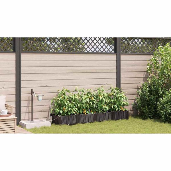 Gartenpflanzkästen mit Bewässerungssystem 4 Stück Braun