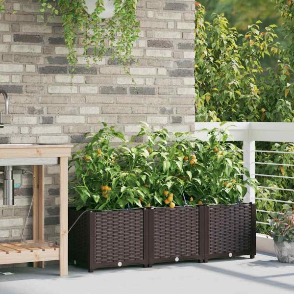 Gartenpflanzen mit Bewässerungssystem 3 Stk Braun