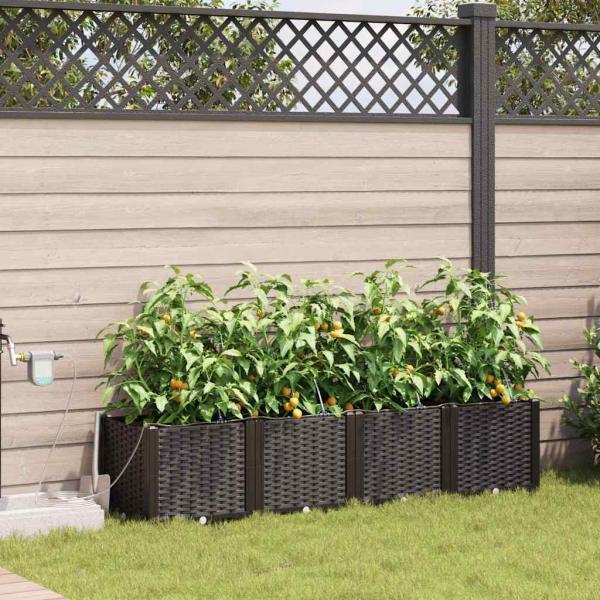 ARDEBO.de - Gartenpflanzgefäße mit Bewässerungssystem 4 Stück Braun
