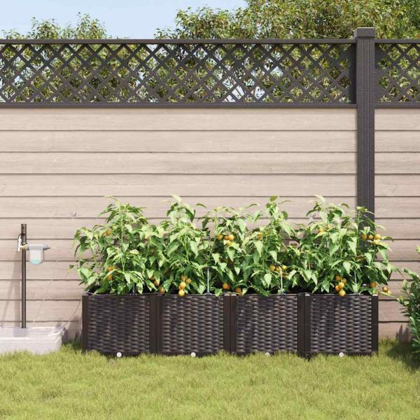 Gartenpflanzgefäße mit Bewässerungssystem 4 Stück Braun