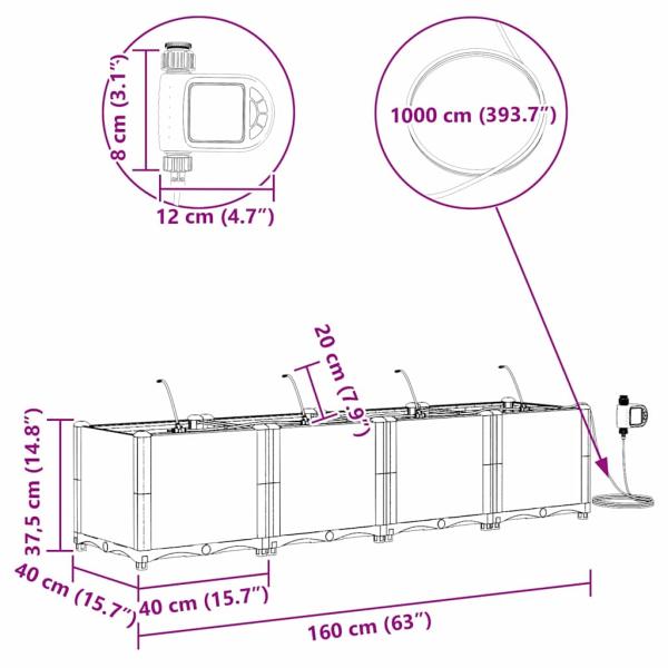 Gartenpflanzgefäße mit Bewässerungssystem 4 Stück Braun