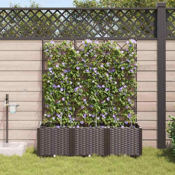 ARDEBO.de - Gartenpflanzgefäße mit Bewässerungssystem 3 Stück Braun