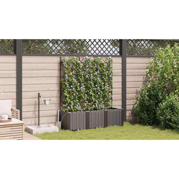 Gartenpflanzgefäße mit Bewässerungssystem 3 Stück Braun