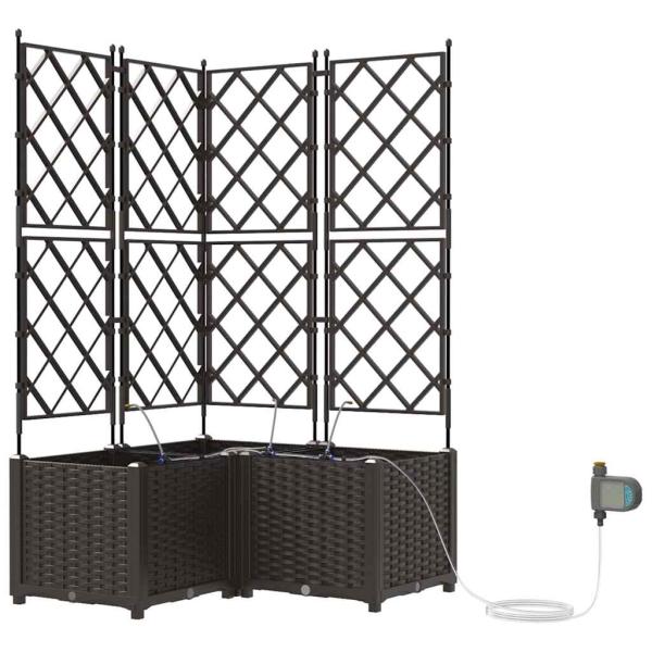 Gartenpflanzkästen mit Bewässerungssystem 3 Stück Braun