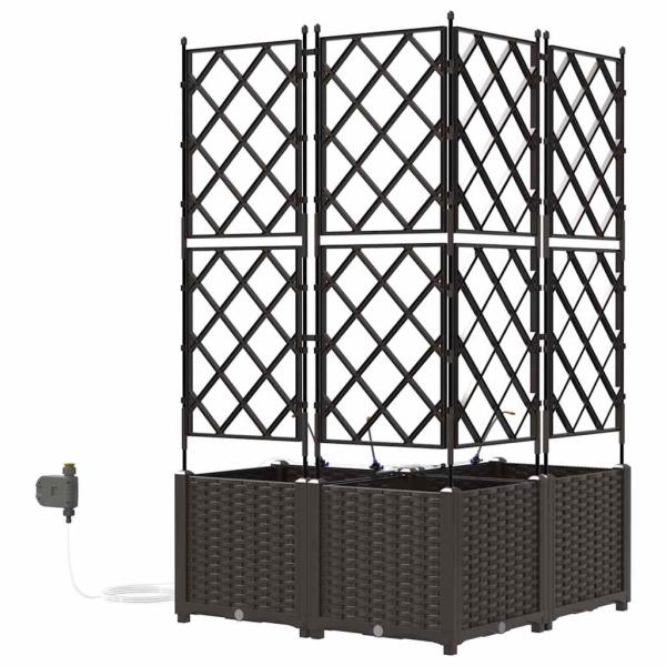 Gartenpflanzkästen mit Bewässerungssystem 3 Stück Braun