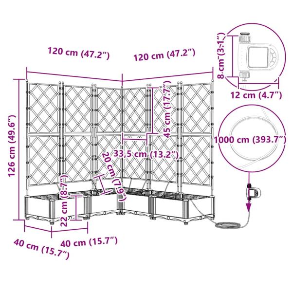 Gartenpflanzkästen mit Bewässerungssystem 5 Stück Braun