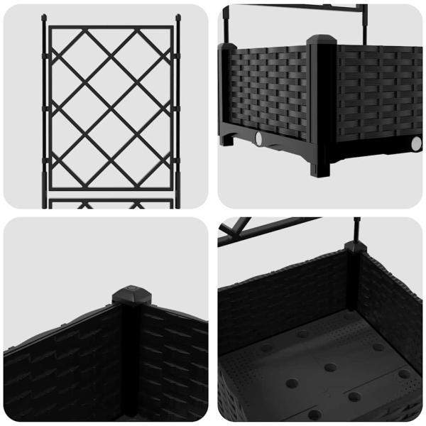 Gartenpflanzer mit Spalier Schwarz 40x40x125,5 cm