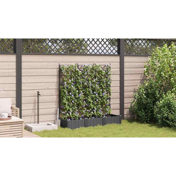 Gartenpflanzer mit Trellis 3 Stück Schwarz 120 x 40 x 125,5 cm