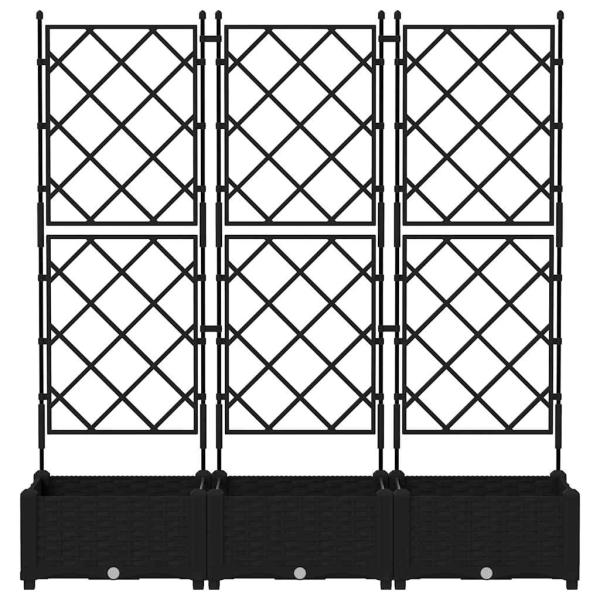 Gartenpflanzer mit Trellis 3 Stück Schwarz 120 x 40 x 125,5 cm