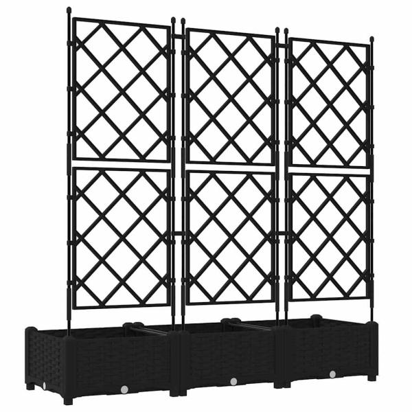 Gartenpflanzer mit Trellis 3 Stück Schwarz 120 x 40 x 125,5 cm