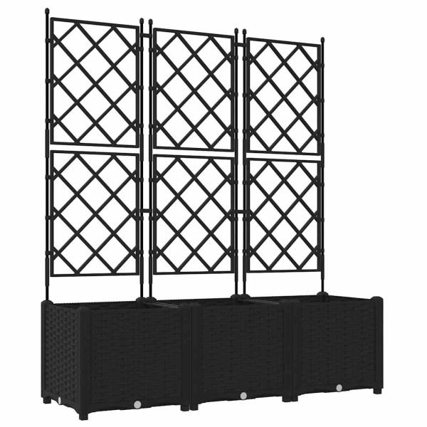 Garten Pflanzer mit Gitter 3 Stück Schwarz 120x40x143 cm