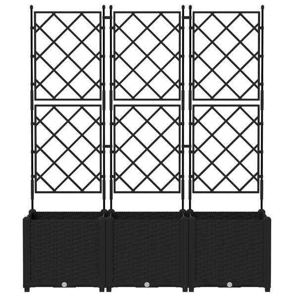 Garten Pflanzer mit Gitter 3 Stück Schwarz 120x40x143 cm