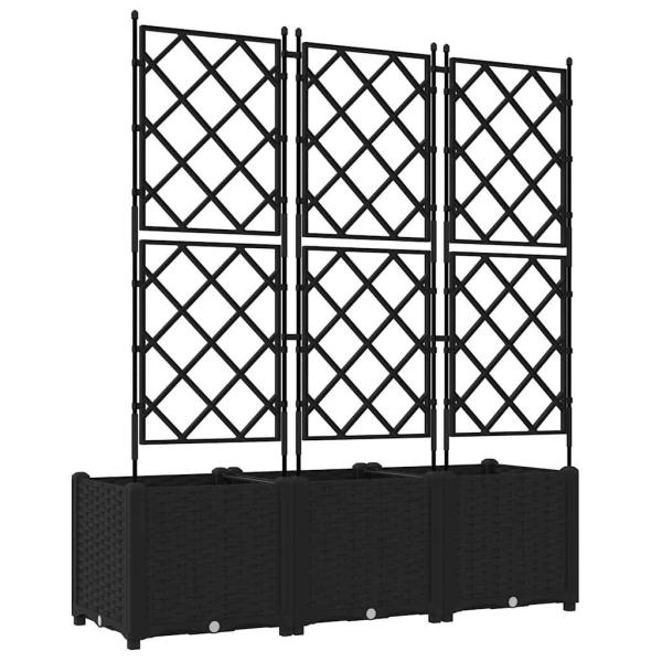 Garten Pflanzer mit Gitter 3 Stück Schwarz 120x40x143 cm