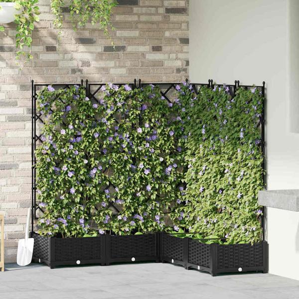ARDEBO.de - Gartenblumenkasten mit Gitter 5 Stück Schwarz 120x120x125,5 cm