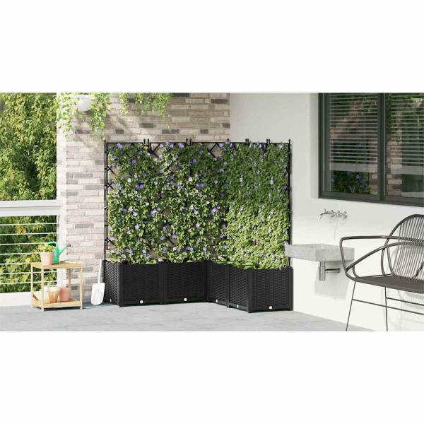 Garten Pflanzer mit Trellis 5 Stück Schwarz 120x120x143 cm