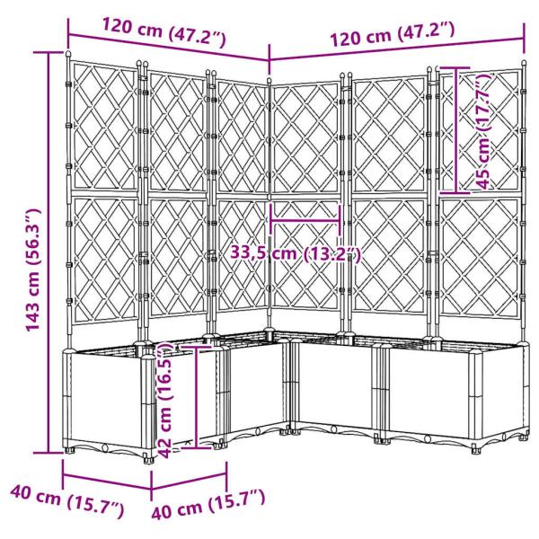 Garten Pflanzer mit Trellis 5 Stück Schwarz 120x120x143 cm