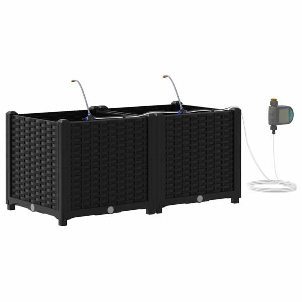 Gartenpflanzen mit Bewässerungssystem 2 Stück Schwarz