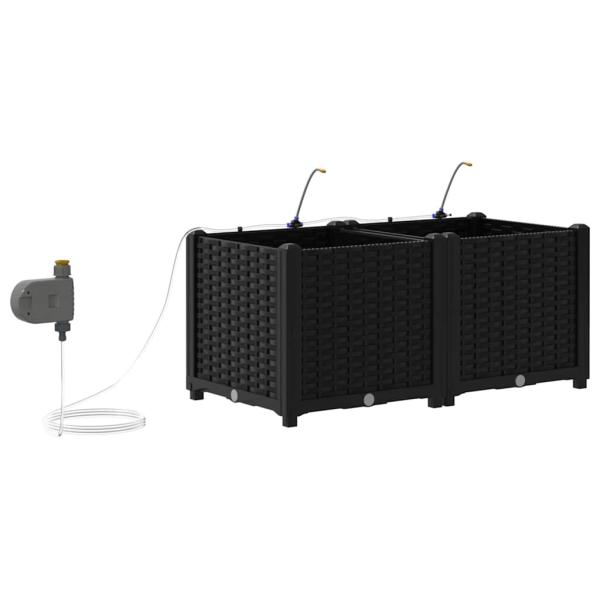 Gartenpflanzen mit Bewässerungssystem 2 Stück Schwarz