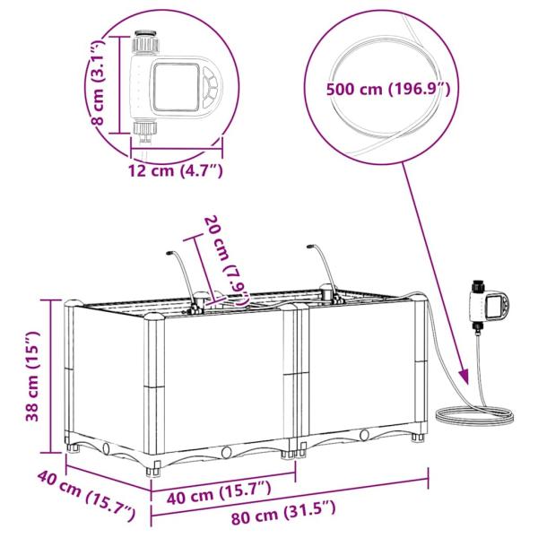 Gartenpflanzen mit Bewässerungssystem 2 Stück Schwarz