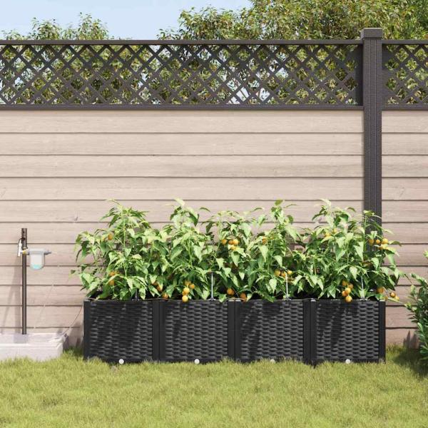 Gartenpflanzer mit Bewässerungssystem 4 Stk Schwarz