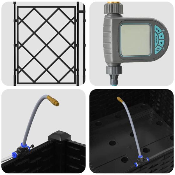 Gartenpflanzer mit Bewässerungssystem Schwarz