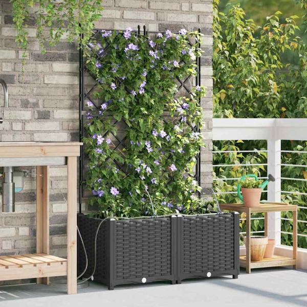 ARDEBO.de - Gartenpflanzen mit Bewässerungssystem 2 Stück Schwarz