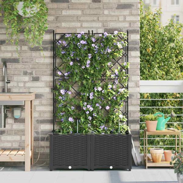 Gartenpflanzen mit Bewässerungssystem 2 Stück Schwarz