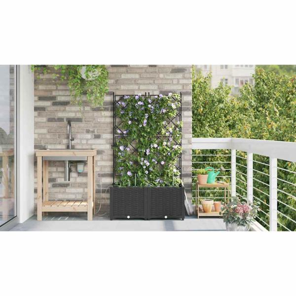 Gartenpflanzen mit Bewässerungssystem 2 Stück Schwarz