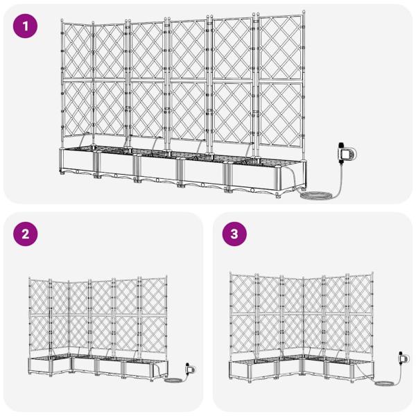 Gartenpflanzer mit Bewässerungssystem 5 Stück Schwarz